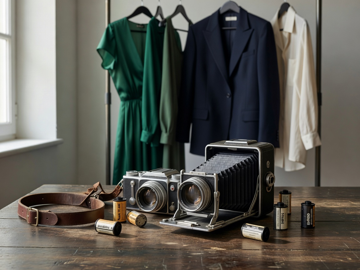 Behind the scenes studio lighting and photographic setup for fashion editorial